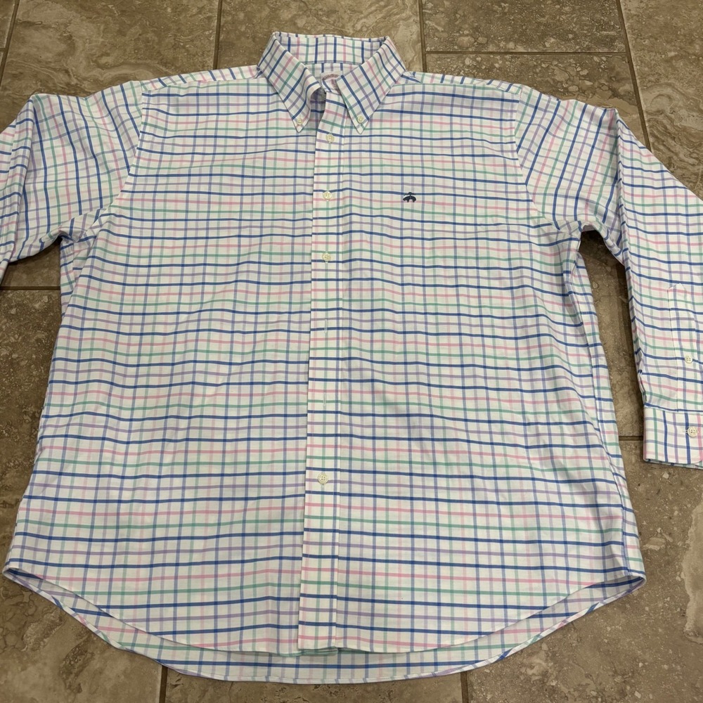 Brooks Brothers Mens XL Traditional‎ Non-Iron Stretch Tattersall Check Shirt - Picture 4 of 16